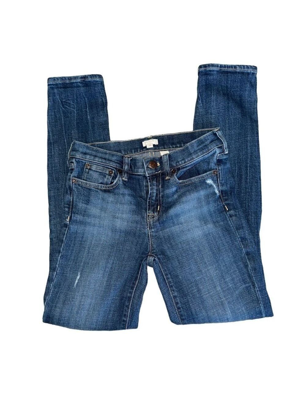 J Crew Women’s Stetch Dark Wash Distressed Skinny Jeans Size 25